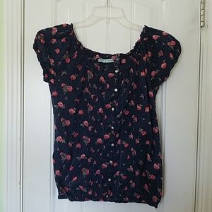 floral print short sleeve top